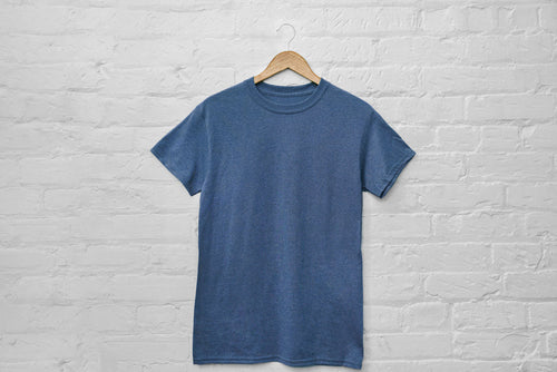 Cobalt blue t-shirt on hanger