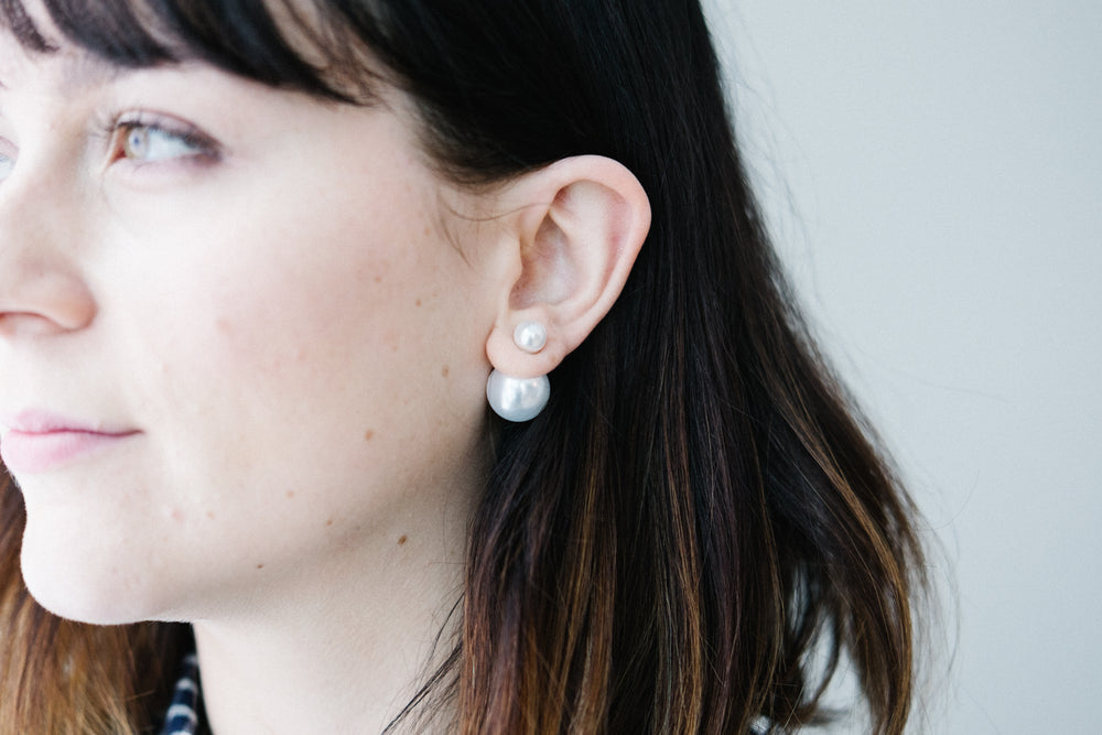 Double pearl earrings